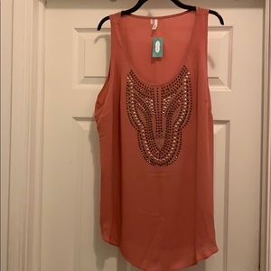 NWT Maurices Embellished Apricot Tank